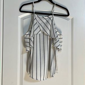 Black and White Stripe Open Should Blouse